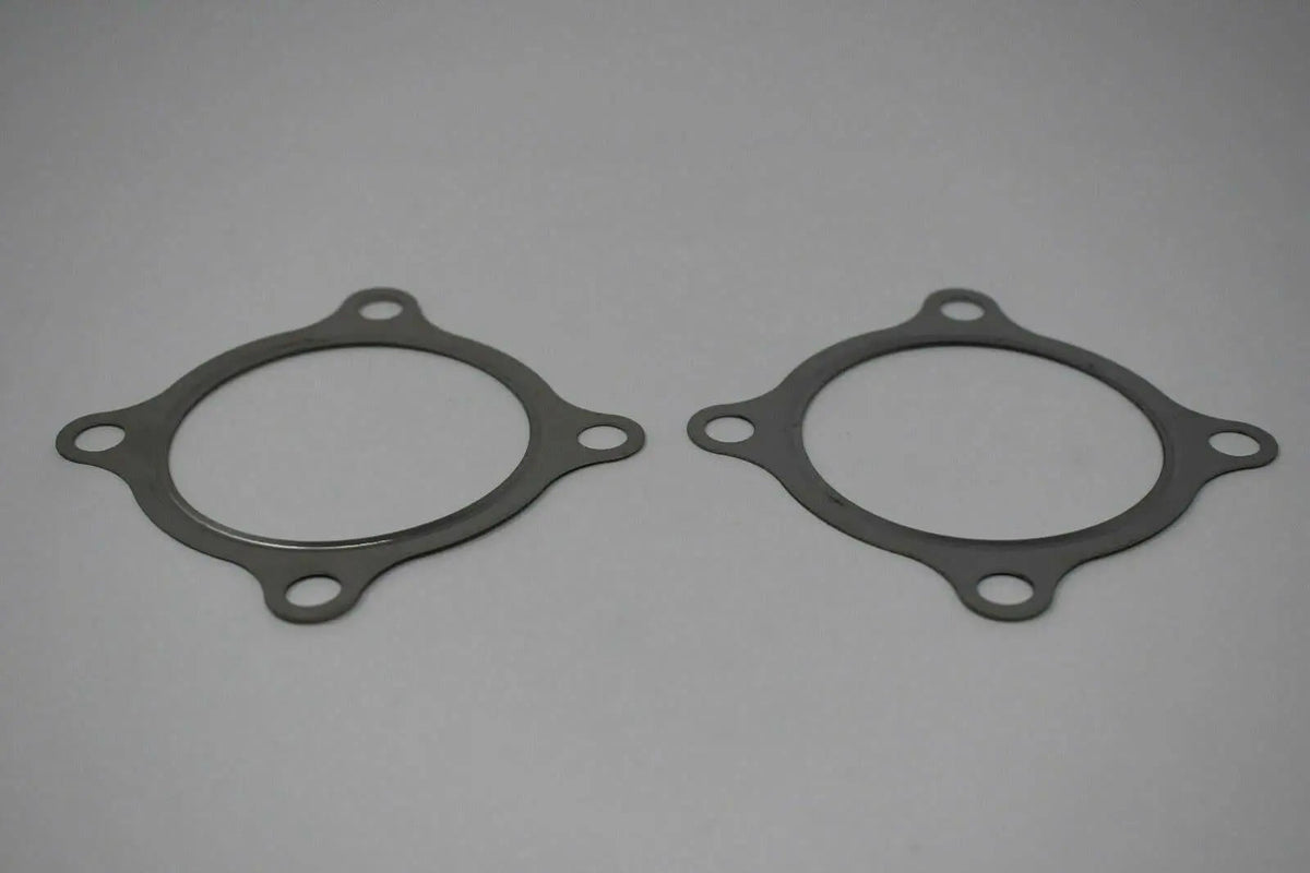 Stainless steel 2x 3-inch 4-bolt turbo downpipe gasket for GT30 GT35 T3 turbochargers, compatible with Jack Spania Racing engine parts