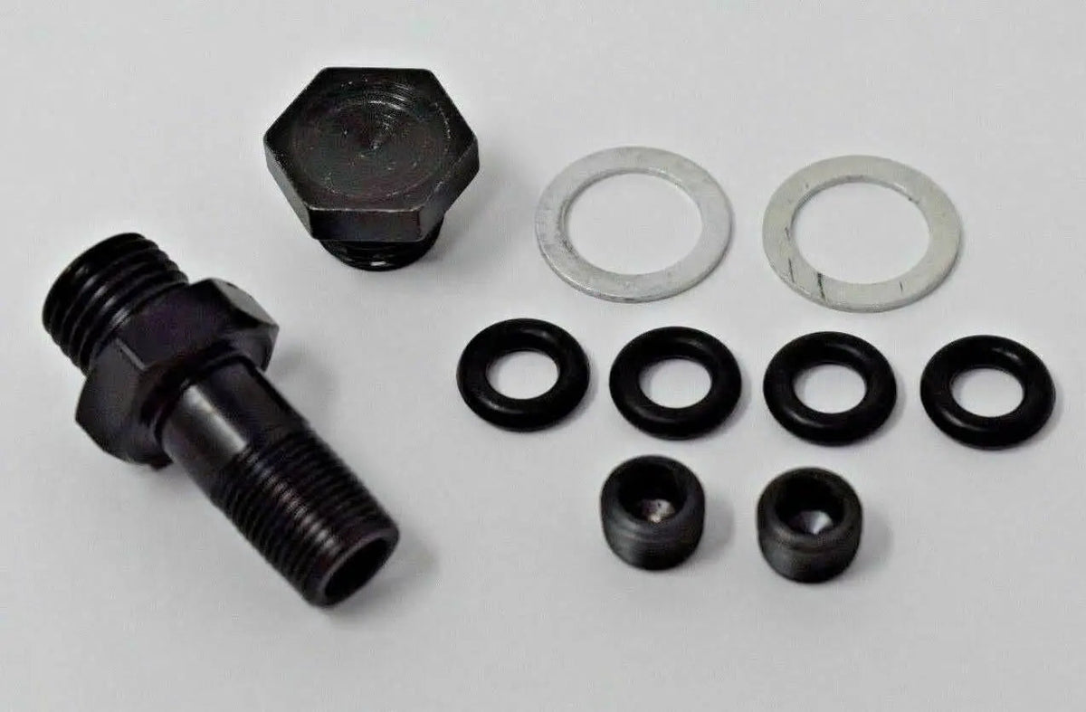 Complete replacement hardware kit for AEM fuel rail on Honda Acura B D Series Civic, by Jack Spania Racing, with bolts and fittings.