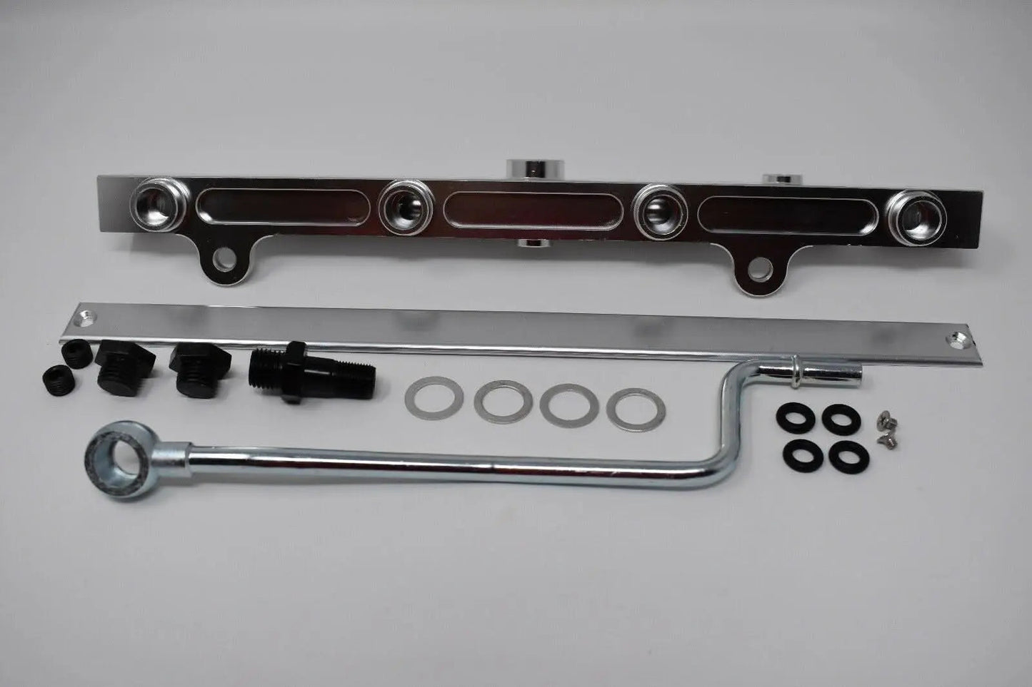 Jack Spania Racing K-Series billet aluminum high flow fuel rail for K20 and K24 engines, automotive engine parts for Honda RSX, SI, Civic.