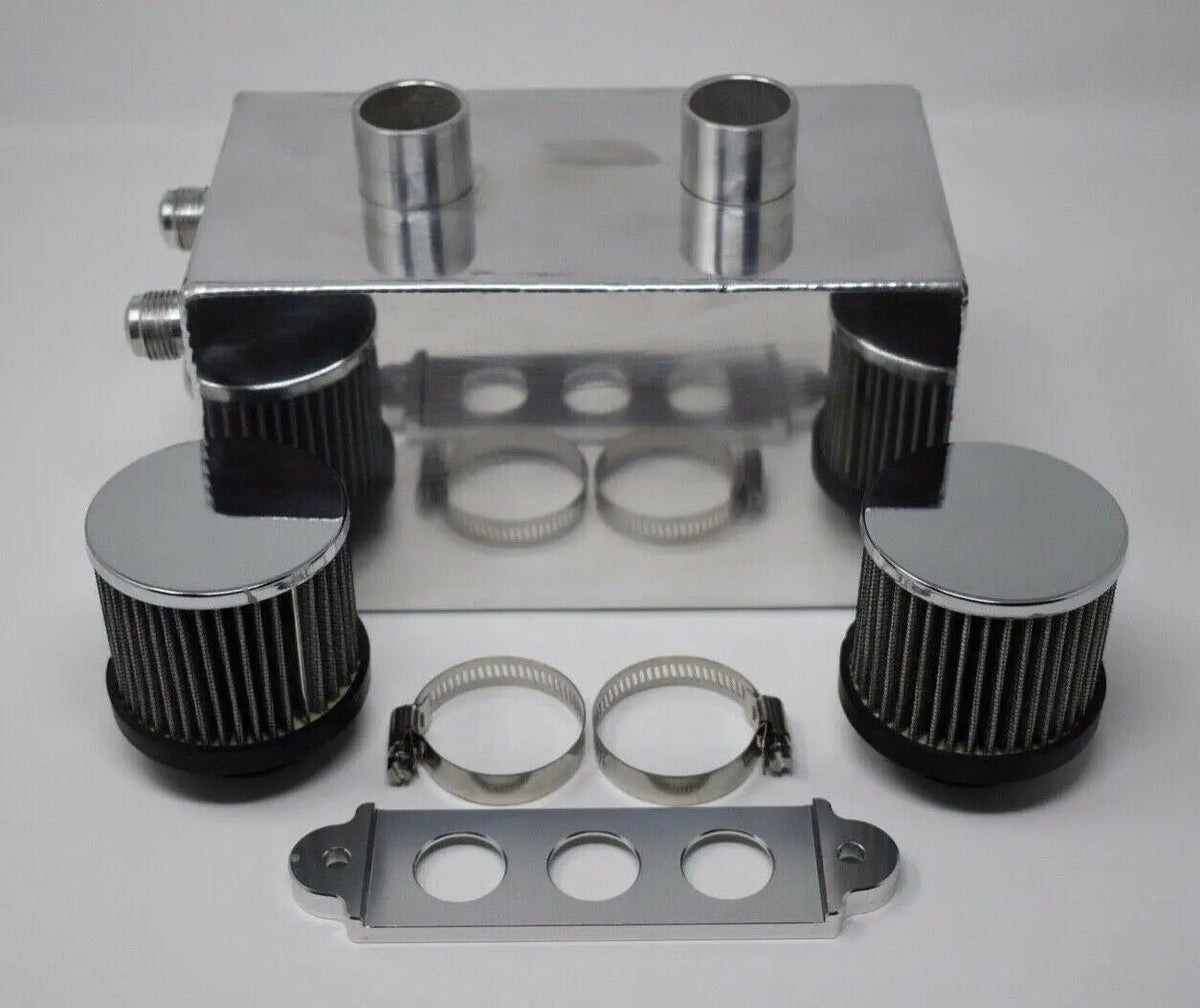 Jack Spania Racing Pro Series oil catch can for Honda Civic and Acura Integra 4-port engine, featuring -10AN fittings.