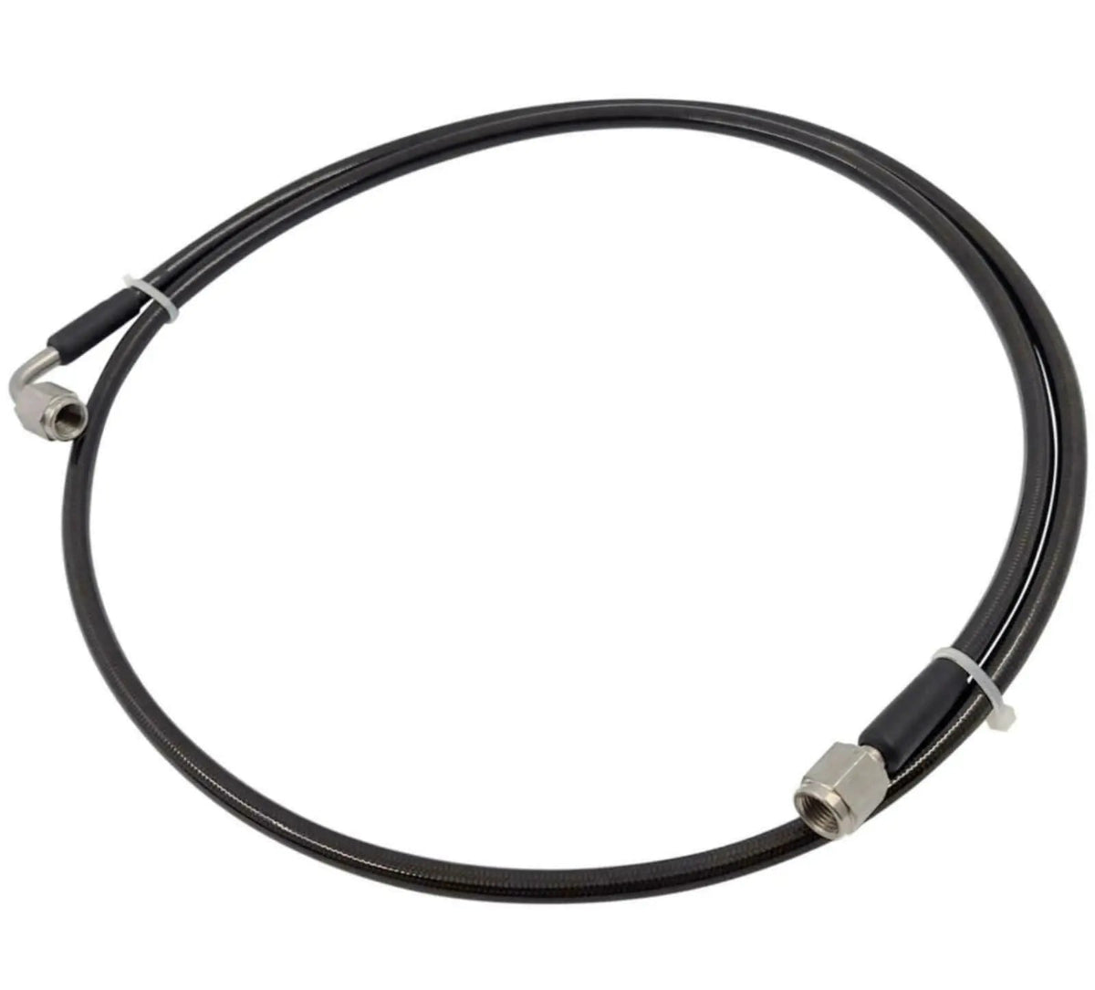 Stainless steel braided oil feed line for turbocharger, 3AN, engine parts by Jack Spania Racing, designed for universal engine applications.