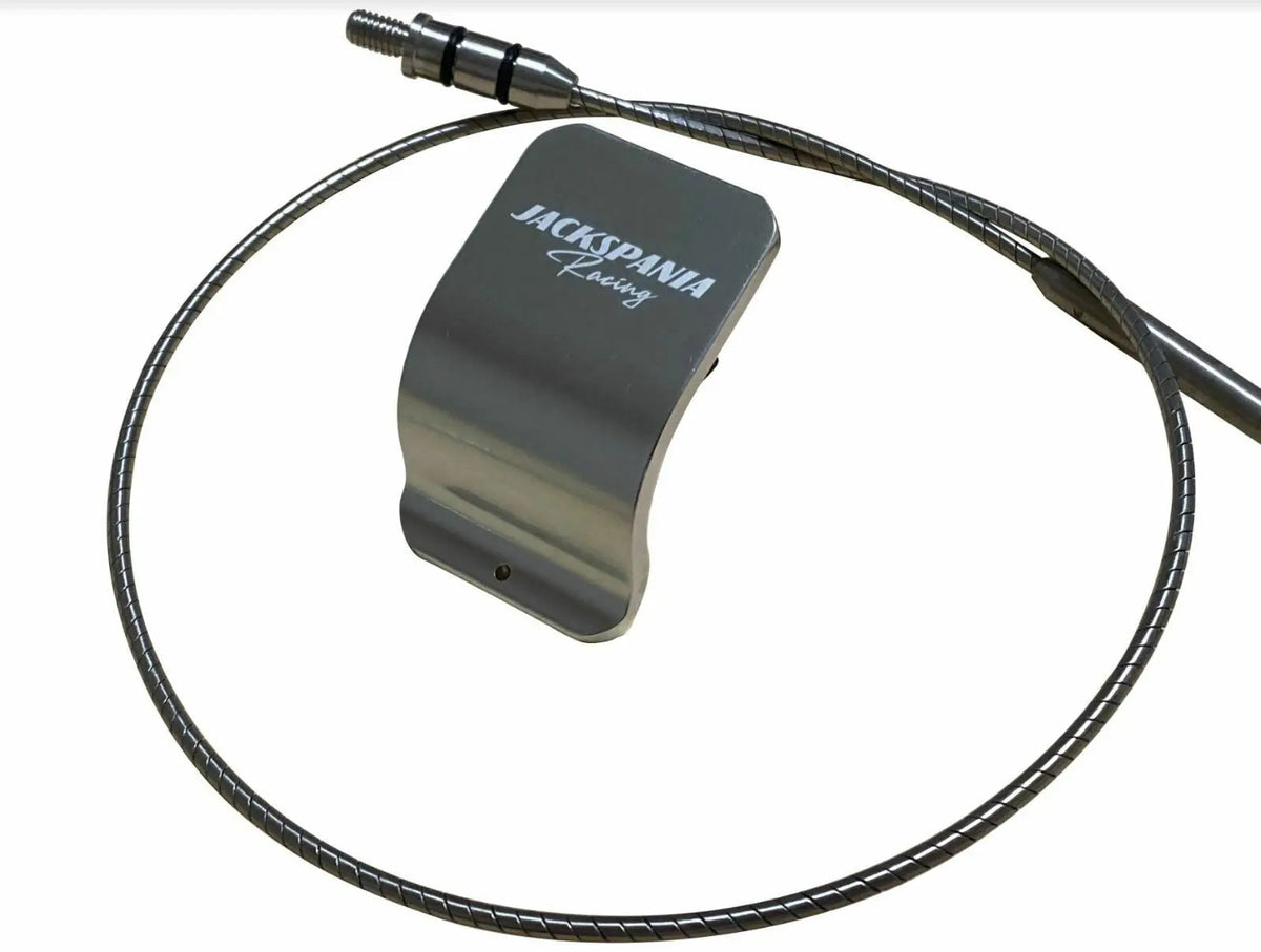 Jack Spania Racing billet oil dipstick for Honda Acura K-Tuned K20 K24 K-Series engine parts, showing the polished metal design.