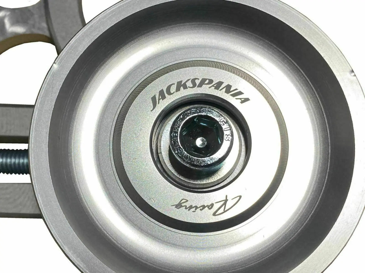 Honda Acura K Series side mount pulley kit by Jack Spania Racing, includes pulleys and mounting hardware for K24 engines.