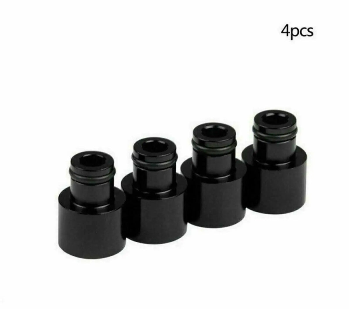 Honda Acura RDX fuel injector conversion top hats for B18 B16 D16 B20 H22 F22 engines, by Jack Spania Racing, shown on engine parts.