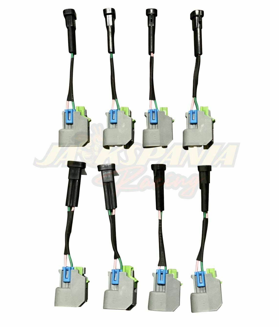 JackSpania Racing LS wire harness adapter for Mini Delphi Multec to USCAR EV6 fuel injectors, engine parts for vehicle compatibility.