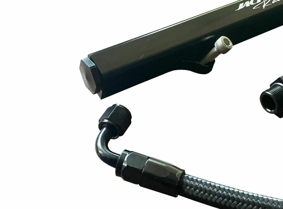 Jack Spania Racing K20 K24 K Series fuel rail line kit for Acura RSX and Honda Civic Si, featuring AN6 hardline engine parts.
