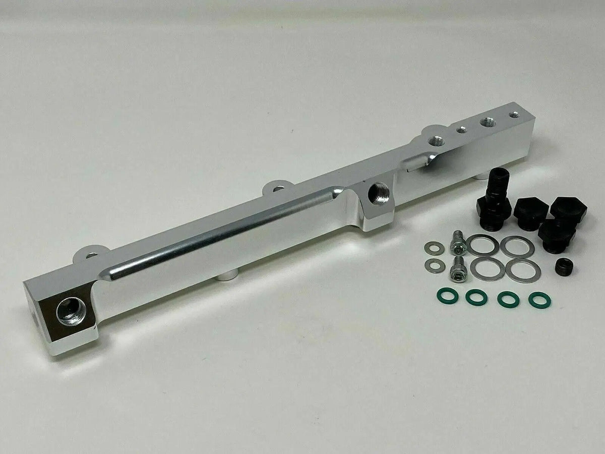 Jack Spania Racing high flow fuel rail for Honda Prelude H22 H23 and Accord F22 engine, engine parts for improved fuel delivery.