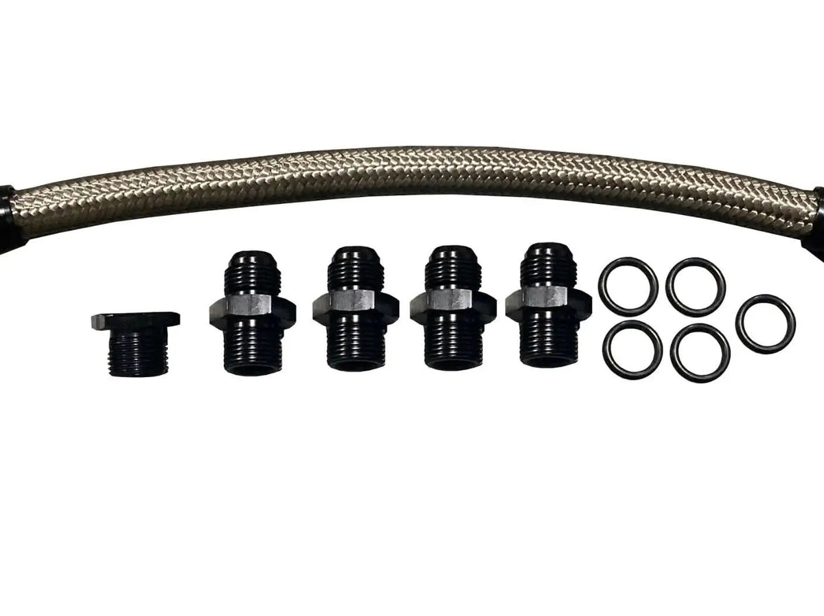 LS Crossover Fuel Line Kit with -6AN and -8AN fittings for LS1, LS2, LS3, LS6, LS7, LSX V8 engines, by Jack Spania Racing