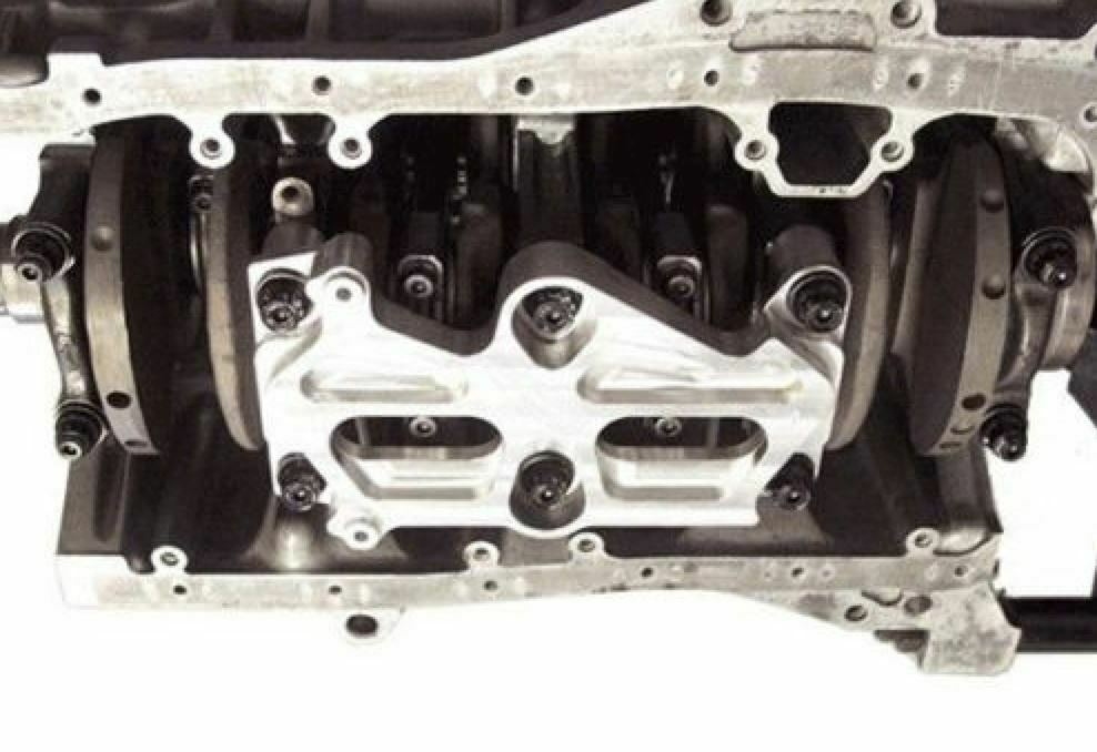 Jack Spania Racing B series engine block girdle and guard combo for Honda Civic VTEC B16 B18 B18C engine parts, showing the metal components.
