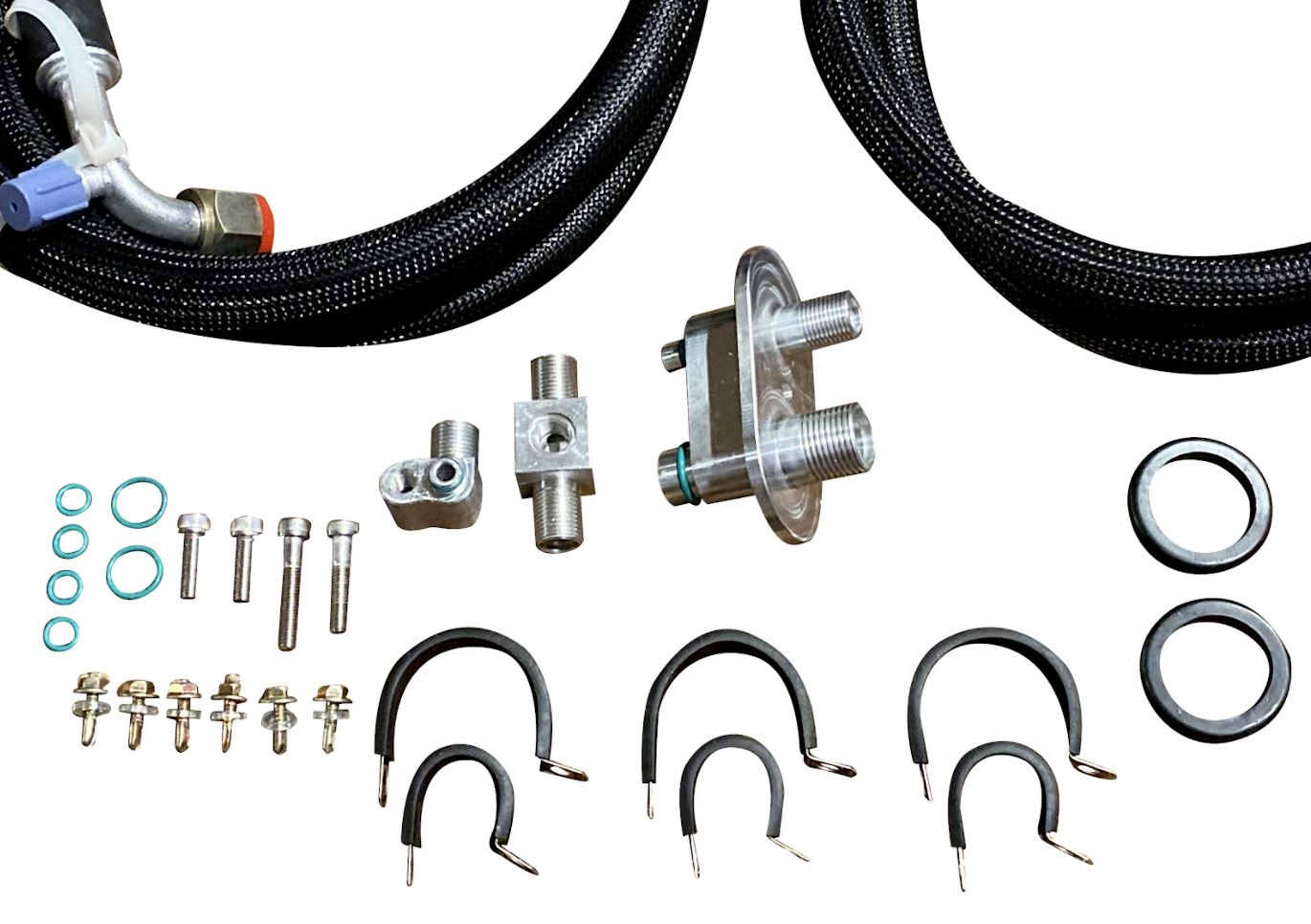 Heavy duty AC line tuck kit for Honda 8th and 9th Gen Civic Si, compatible with K20 and K24 engines, by Jack Spania Racing.
