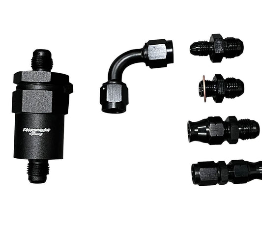 Jack Spania Racing B D H K Series tucked fuel line kit for Honda Civic, Integra, CRX with feed and return lines for K20 K24 engines.