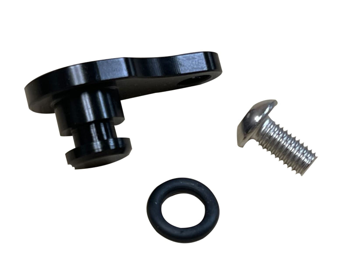 Jack Spania Racing intake map port plug installed on a Honda Acura RSX K20 engine, close-up of engine part for K-series engines.