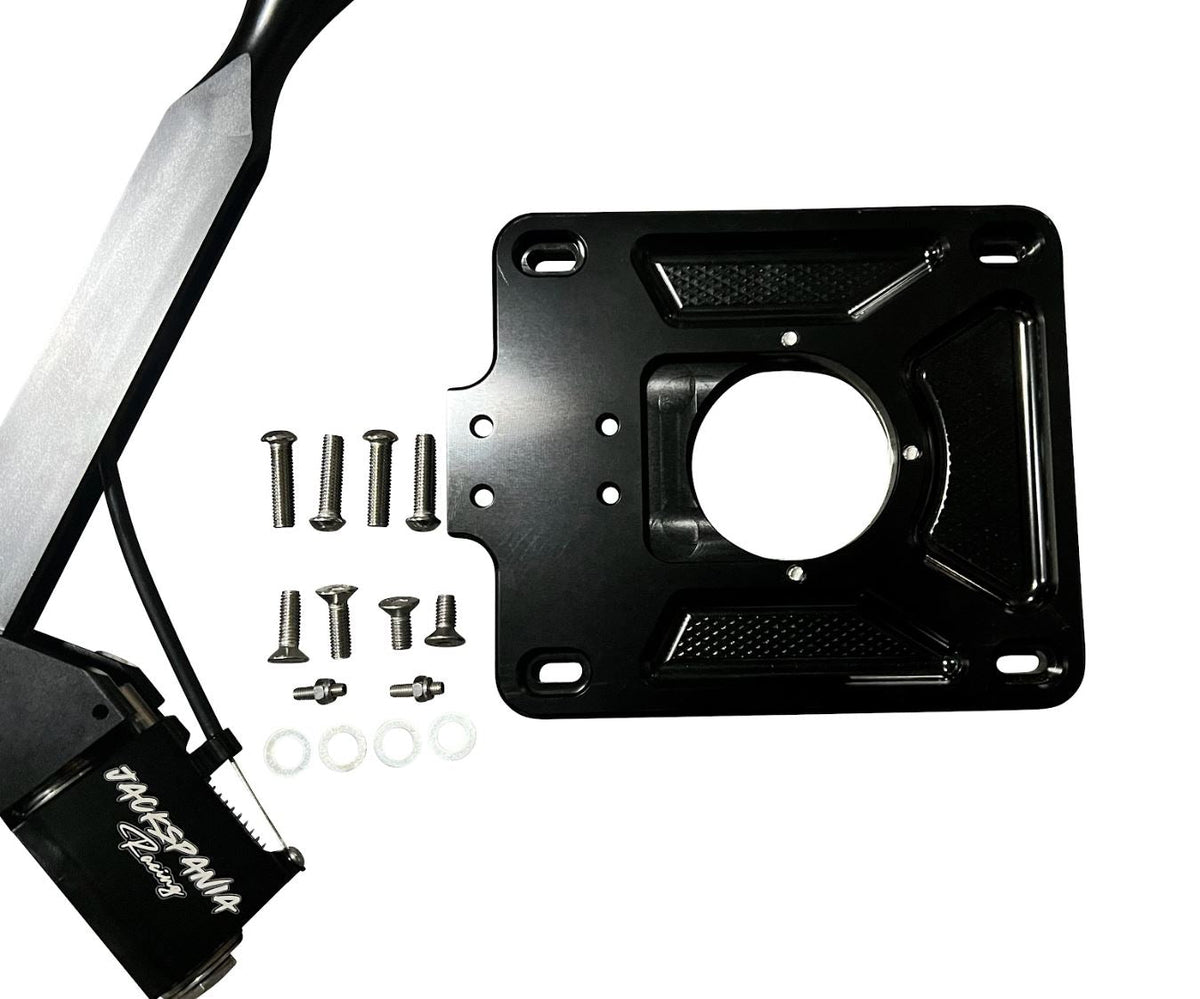 Jack Spania Racing billet short shifter box for Nissan 350Z and Infiniti G35 6-speed transmission with lockout feature.