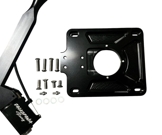 Jack Spania Racing billet short shifter box for Nissan 350Z and Infiniti G35 6-speed transmission with lockout feature.
