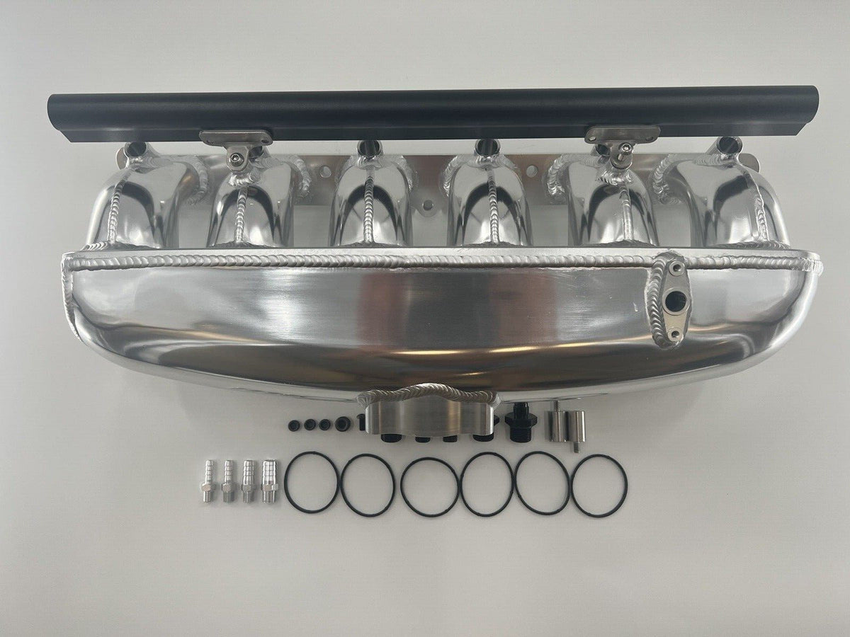 Center feed intake manifold fuel rail for BMW N54 engine, compatible with 135i, 335i, 535i E90 by Jack Spania Racing.