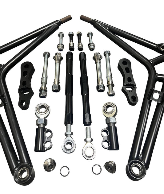 Jack Spania Racing adjustable drift lower control arm kit for BMW E36 with wide angle design, front steering transmission part.