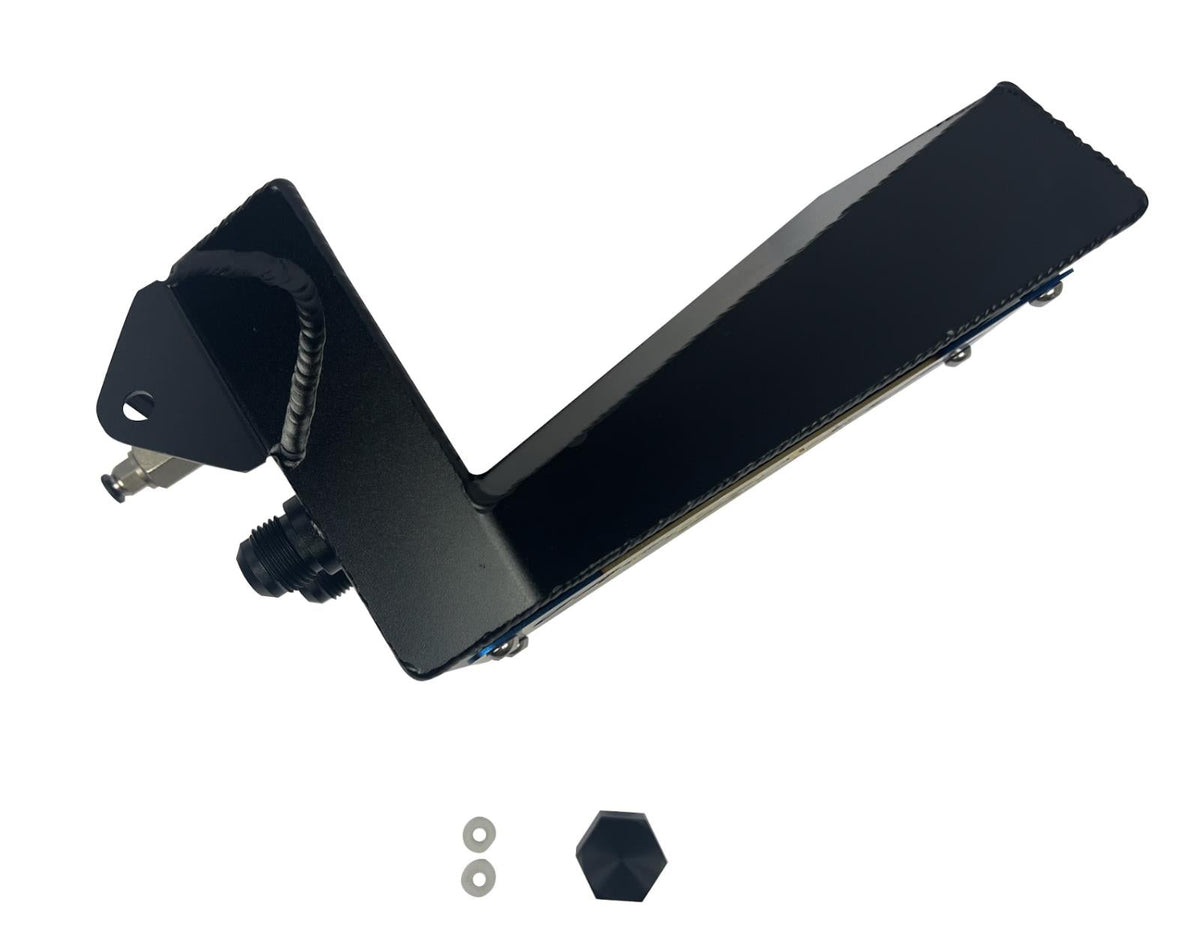 JackSpania Racing K Series tucked oil catch can for Honda Civic EG, Acura Integra K20 K24 engine parts, front view.