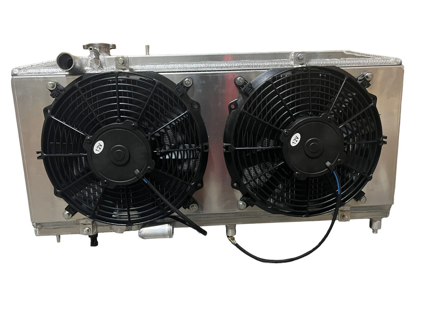 Full size K Swap radiator for Honda EG Civic and Del Sol K20 K24 engines, by JackSpania Racing, shown installed in engine bay.