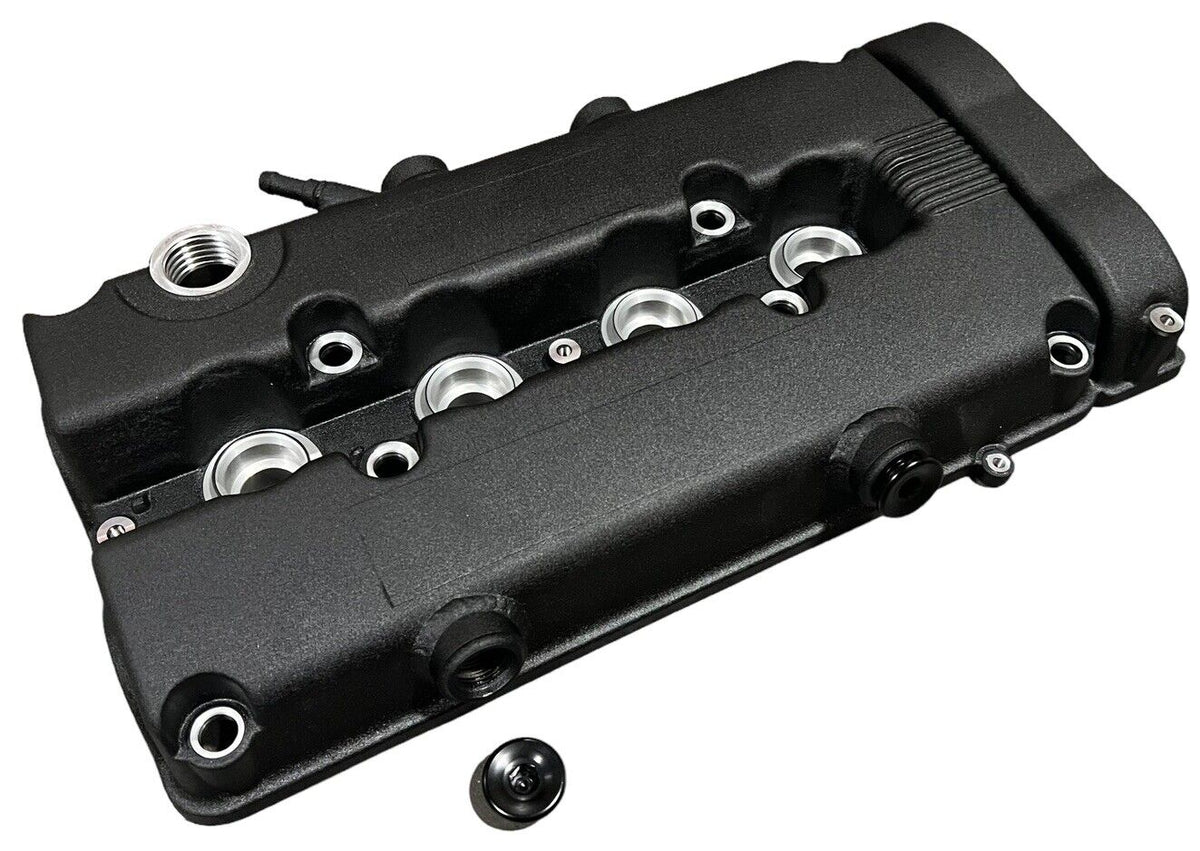 JackSpania Racing B Series vented valve cover baffle for Honda B16 B18 VTEC engines with AN10 fitting, aftermarket engine part