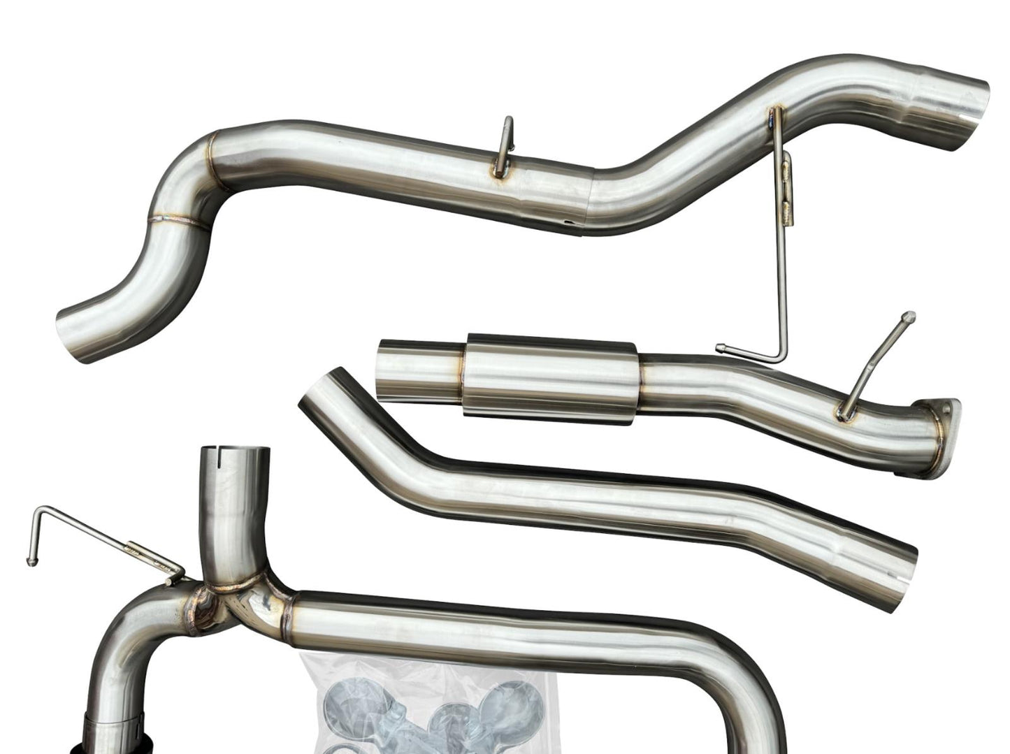 JackSpania Racing 2021+ Ford Bronco catback exhaust with dual wall design, turbo axle back delete, for 2.3L and 2.7L engines.
