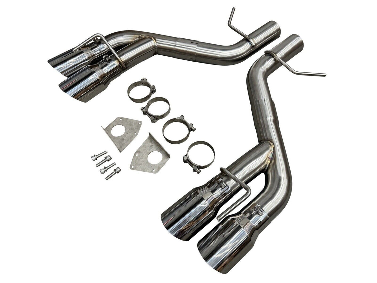 Stainless steel Axle Back Delete muffler removal for Chevy Camaro SS ZL1 V8 2016-2023, branded JackSpania Racing, exhaust parts.