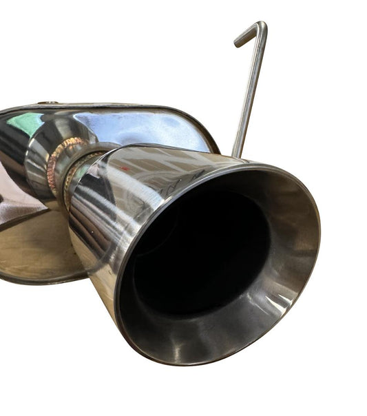 Stainless steel 2.5-inch exhaust system muffler and catback for 97-01 Honda CRV by JackSpania Racing, showing the polished exhaust components.