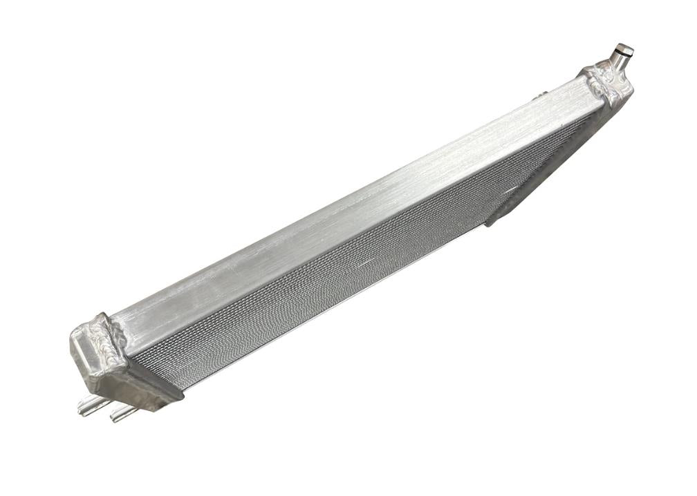 XL Performance heat exchanger for 2023+ Nissan Z VR30 engine parts by JackSpania Racing, showing the metal core with mounting brackets.
