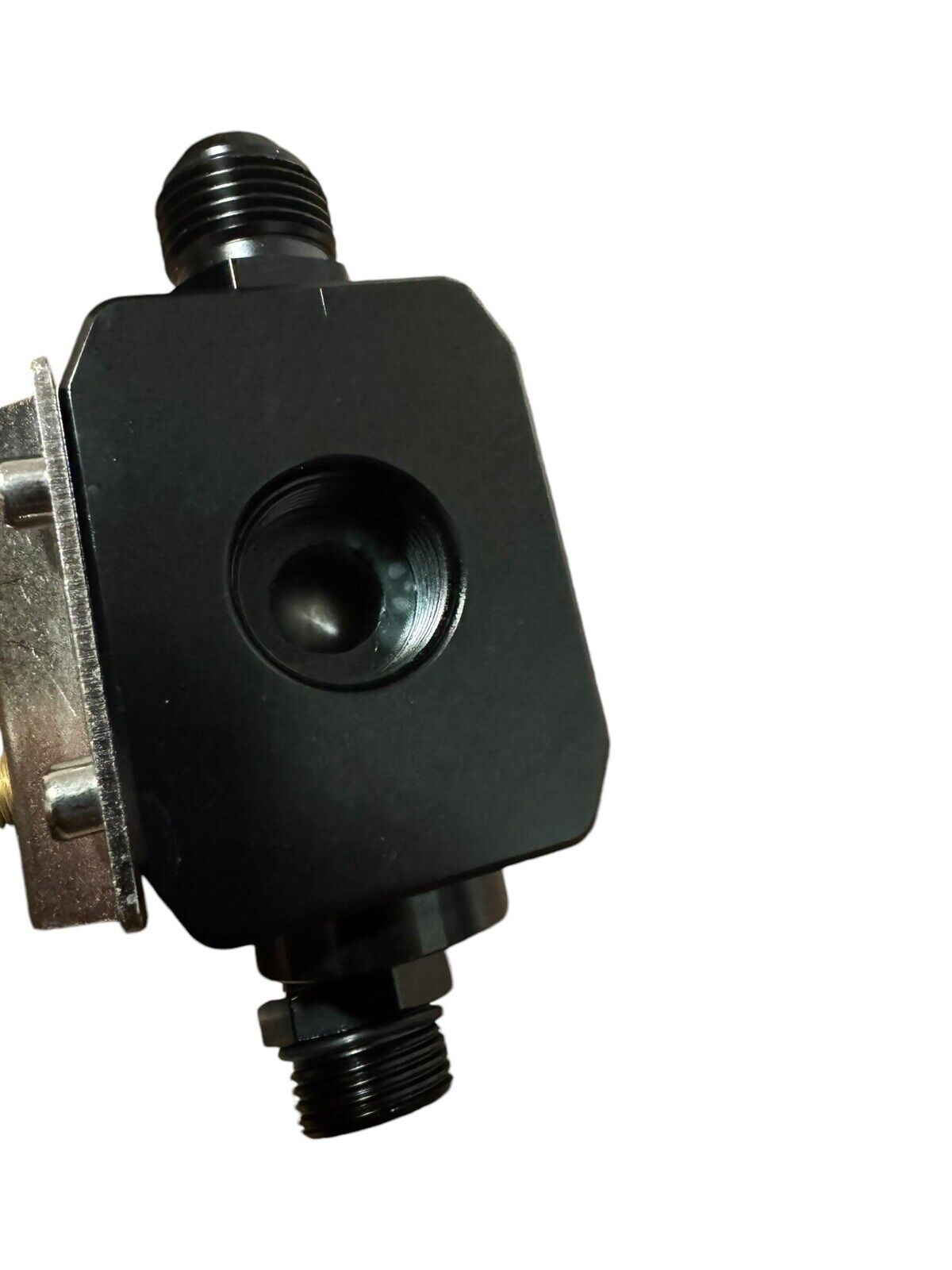 JackSpania Racing adjustable fuel pressure regulator gauge with E85 compatibility and 10AN fittings for EFI engine systems.