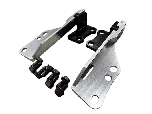 JackSpania Racing billet quick hood hinge release latch bracket for Nissan 240SX S14 engine hood, durable metal construction.