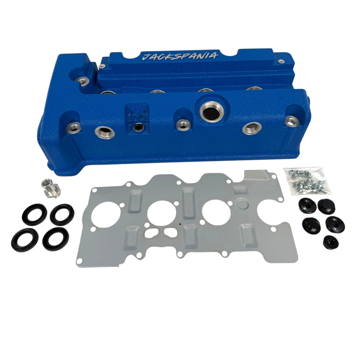 Cast aluminum K Series vented valve cover baffle with AN10 fitting for Honda Acura K20 K24 engines by Jack Spania Racing