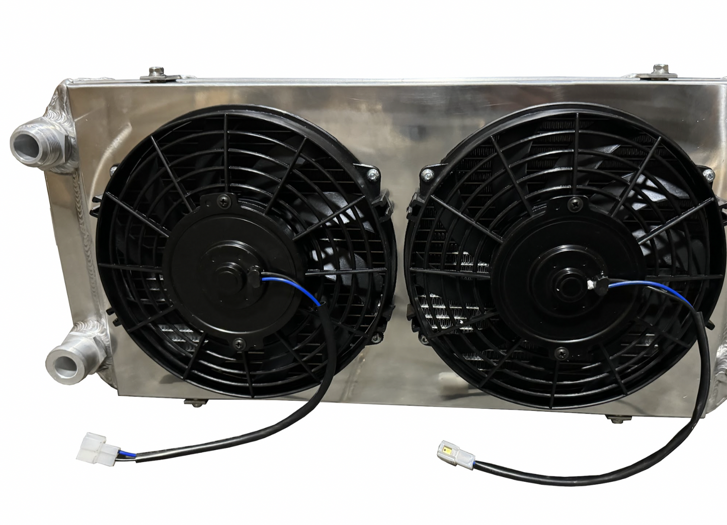 Full size tucked radiator for Honda Acura B Series and K Series engines, by Jack Spania Racing, with 16AN shroud visible.