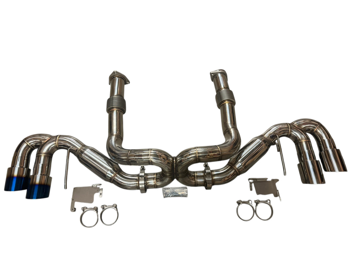 JackSpania Racing exhaust pipe for Chevrolet Corvette C8 2020+ 6.2L V8, 3-inch muffler pipe and catback exhaust system.
