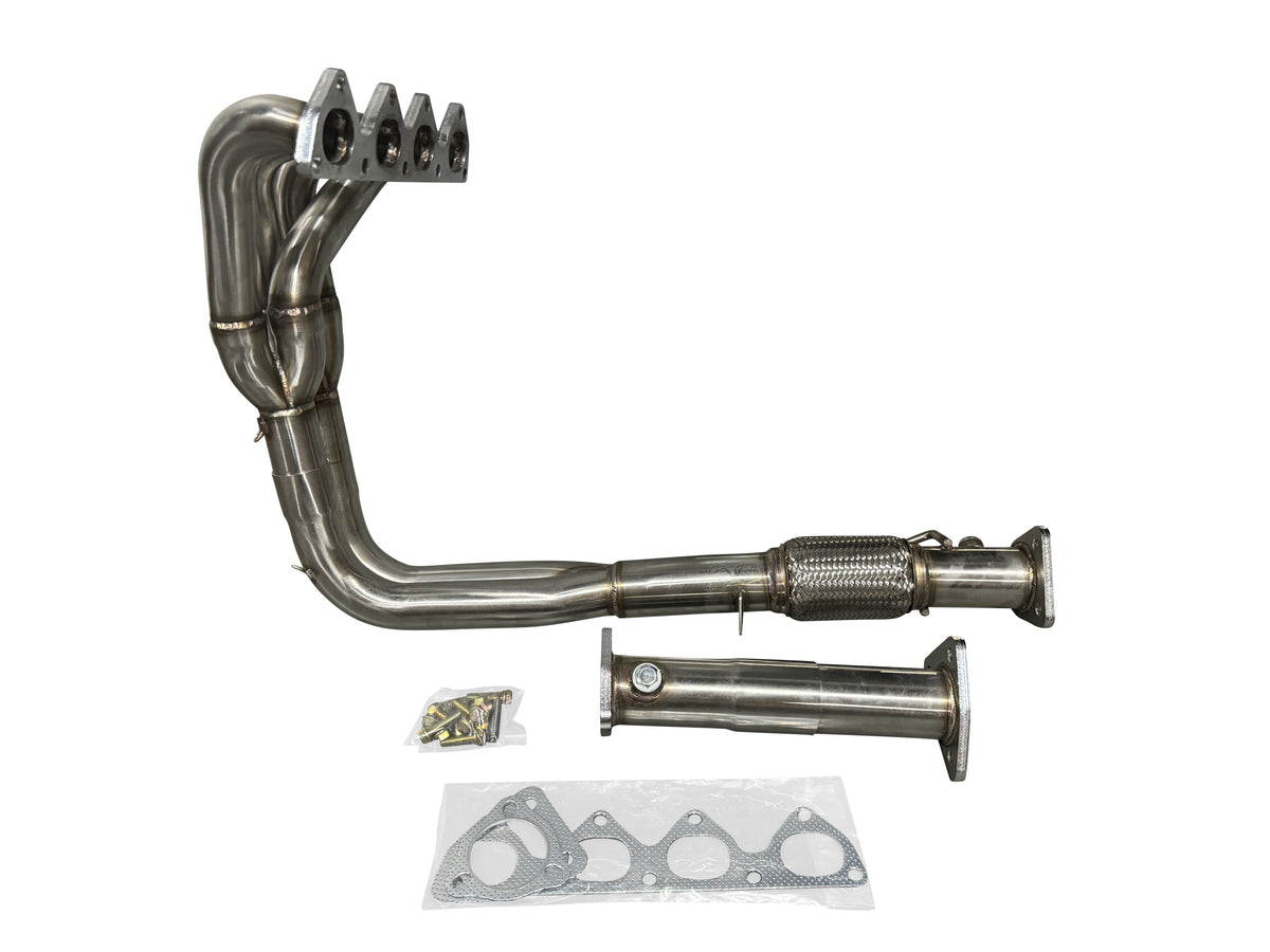 JackSpania Racing 97-01 Honda Prelude BB6 2.5-inch exhaust header with H22A engine for improved performance and fitment.