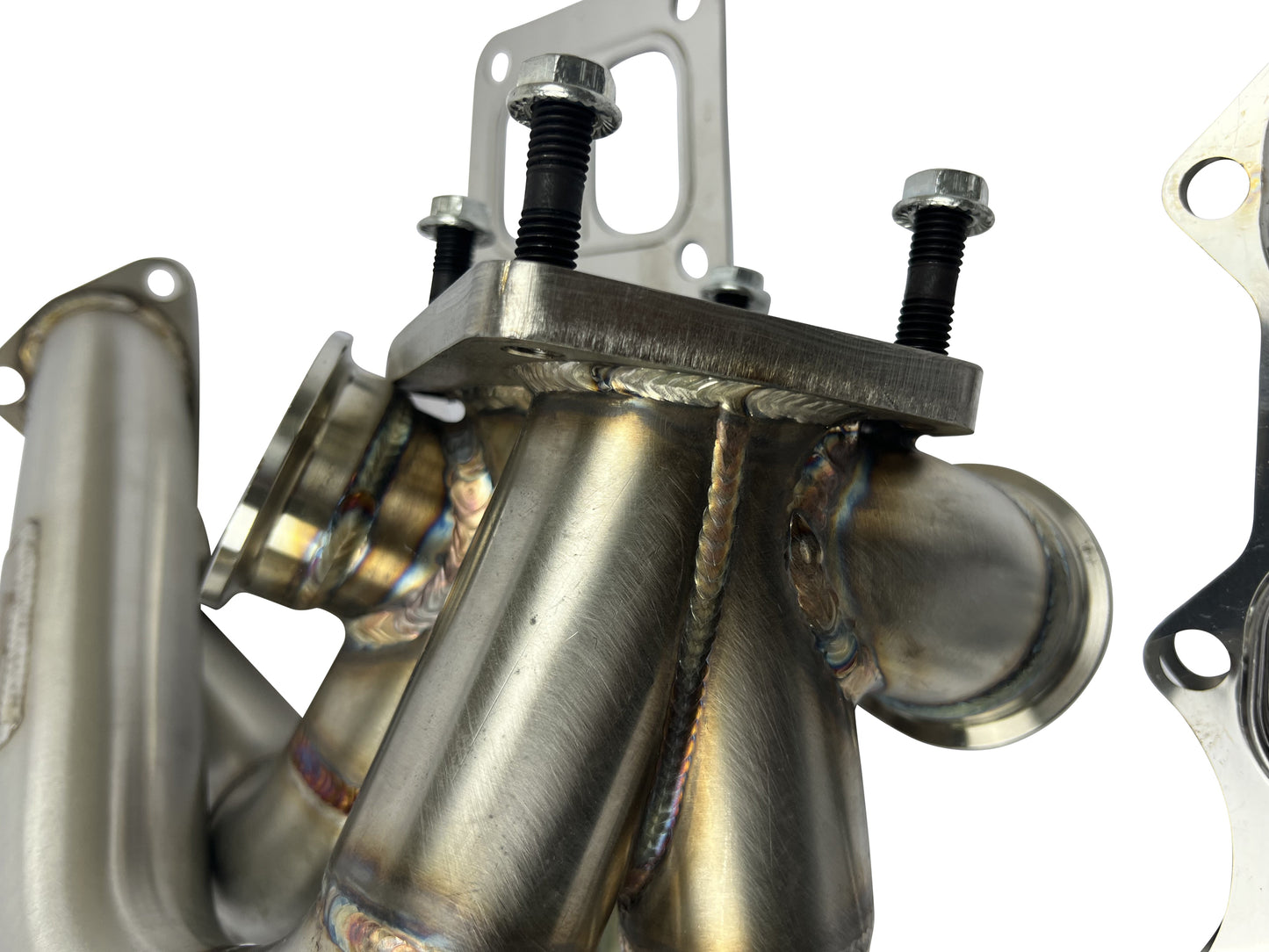 JackSpania Racing B Series turbo manifold for B16, B18, B20 engines, front-facing T4 exhaust manifold with 44mm ports.