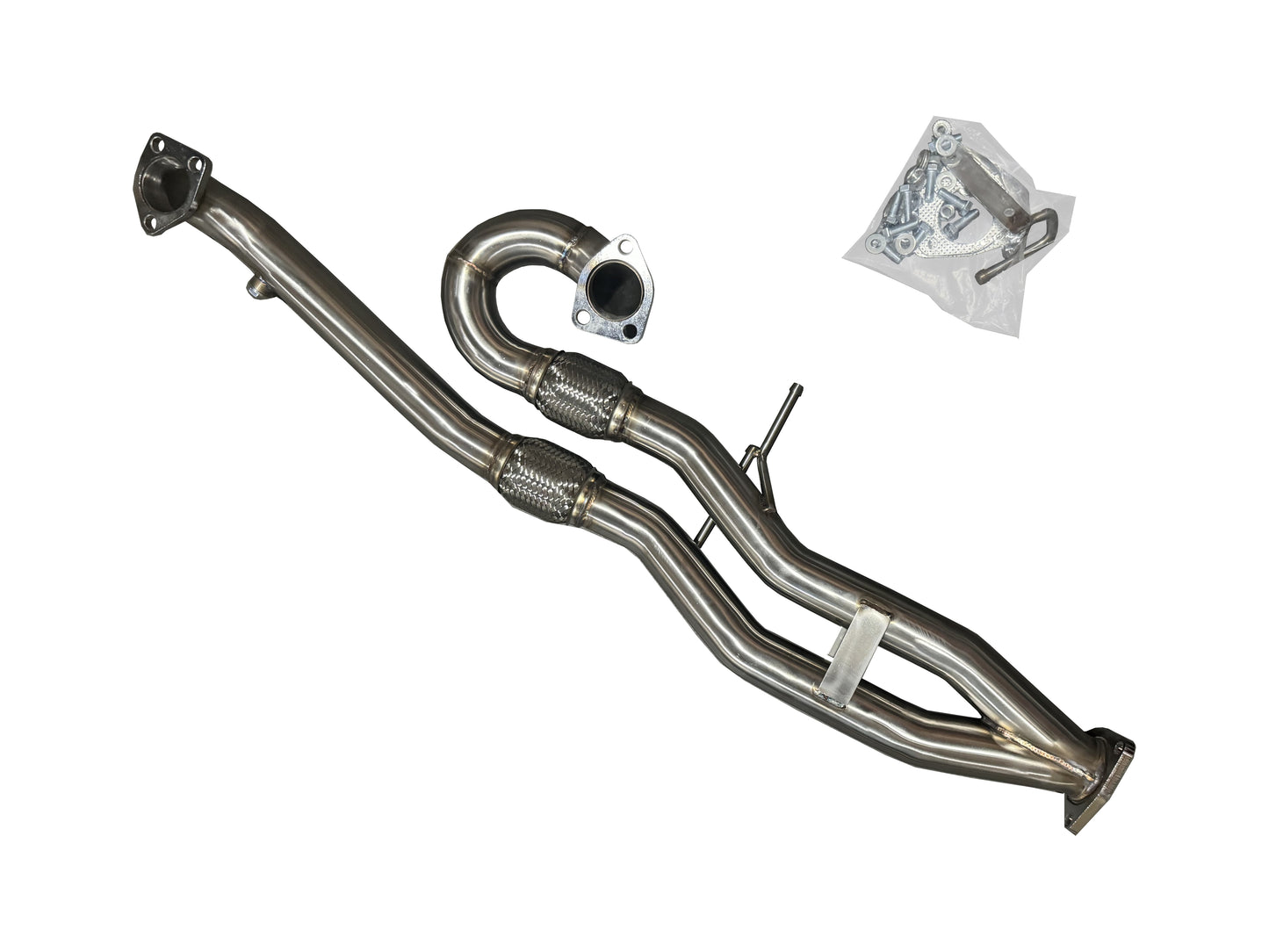 JackSpania Racing J-Pipe for 15-20 TLX FWD and 13-17 Accord V6 exhaust system, shown in the image.