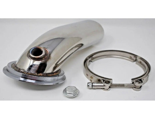 Stainless steel 90-degree downpipe elbow for Holset turbo, V-band flange clamp, 4-inch exhaust part from Jack Spania Racing