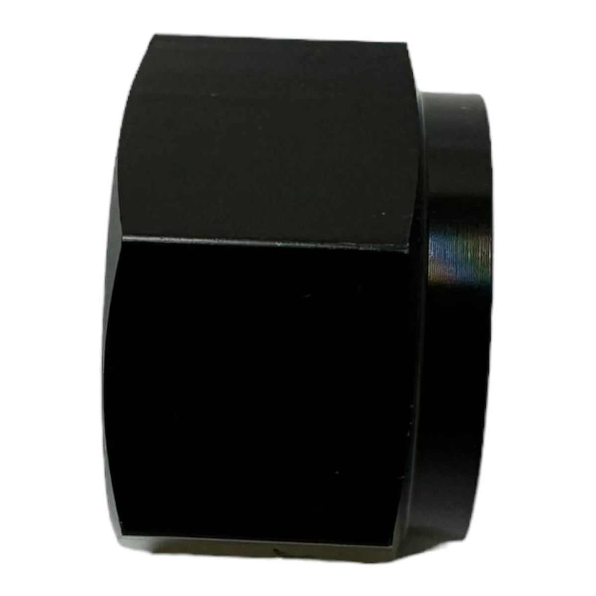Black aluminum 10AN O-ring flare cap block for coolant, air, fuel, and oil from JackSpania Racing engine parts.