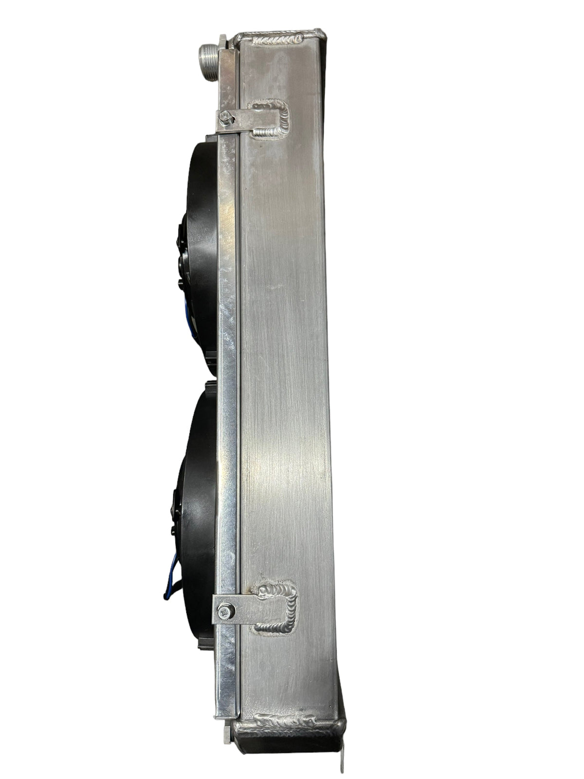 Full size tucked radiator for Honda Acura B and K series engines, with 16AN shroud from Jack Spania Racing, engine cooling part.