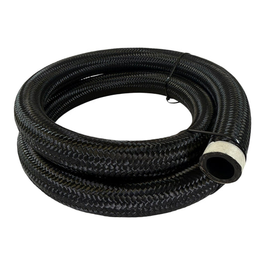 5-foot 16AN nylon braided hose by JackSpania Racing, featuring durable, flexible construction for high-performance automotive applications.
