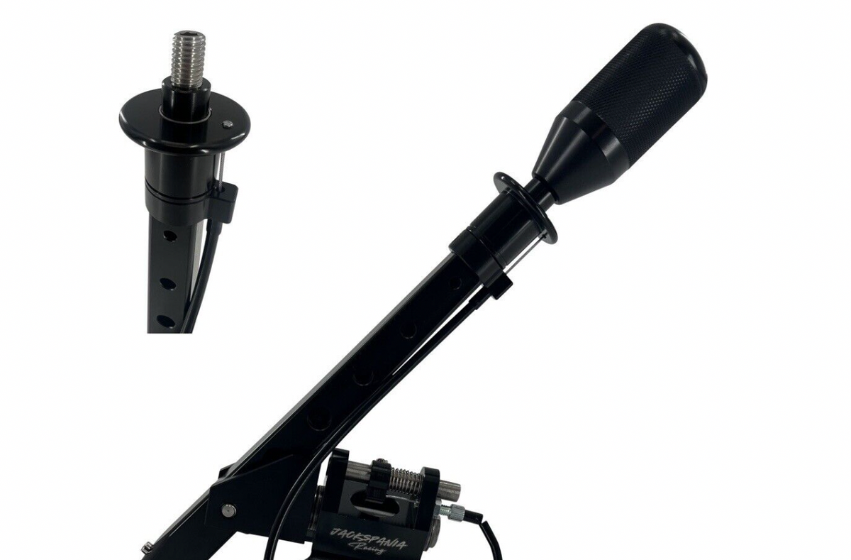 JackSpania Racing Billet Race Spec B Series D Series shifter box lockout for transmission, without mounting bracket, in a detailed close-up image.