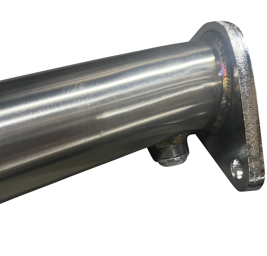 JackSpania Racing 16-23 Infiniti Q50 Q60 3.0T Twin Turbo lower downpipes for exhaust upgrade, shown in detailed image.