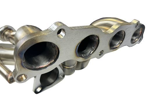 JackSpania Racing K Series exhaust header for Honda CR-V RD4 2002-2006 K24 engine, front view showing stainless steel construction.