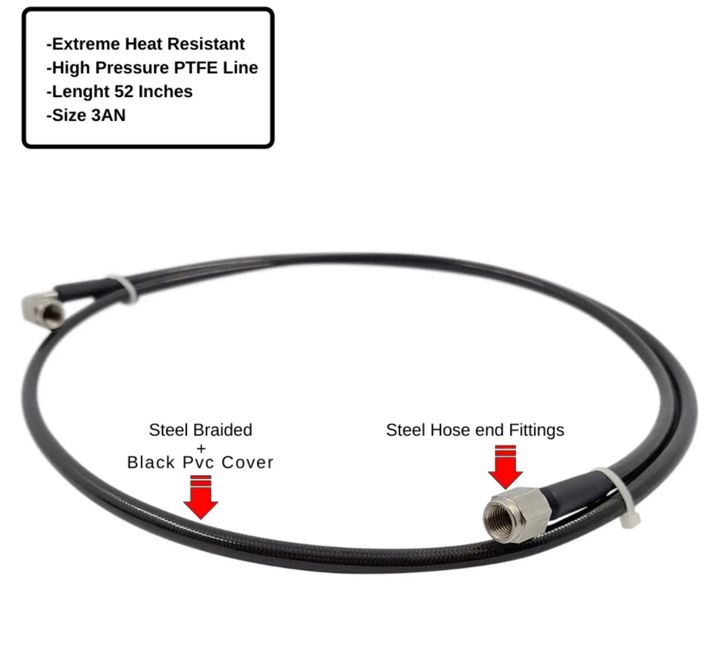 Stainless steel braided clutch line kit for 2001-2005 Honda Civic EM2 transmission, with fittings, by Jack Spania Racing.