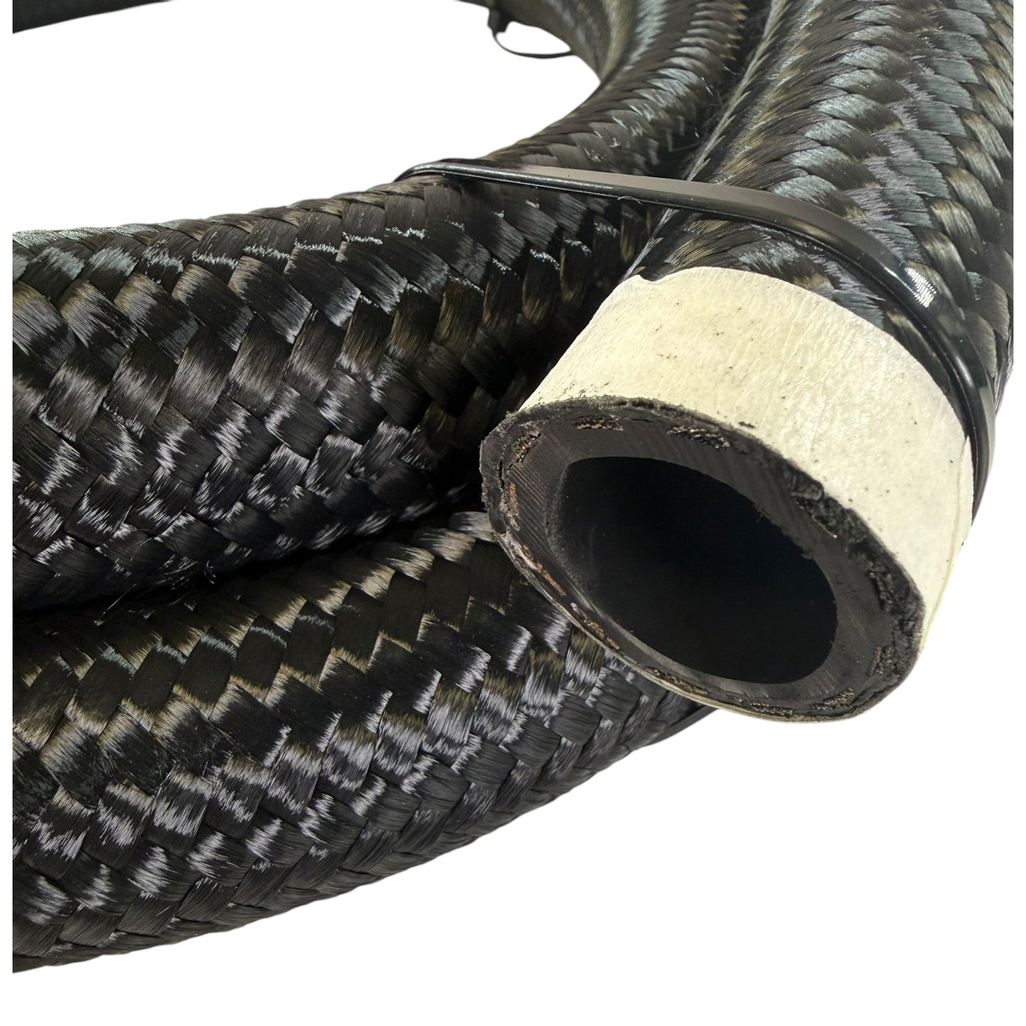 5-foot 16AN nylon braided hose by JackSpania Racing, showing durable, flexible hydraulic or fuel line with braided exterior.