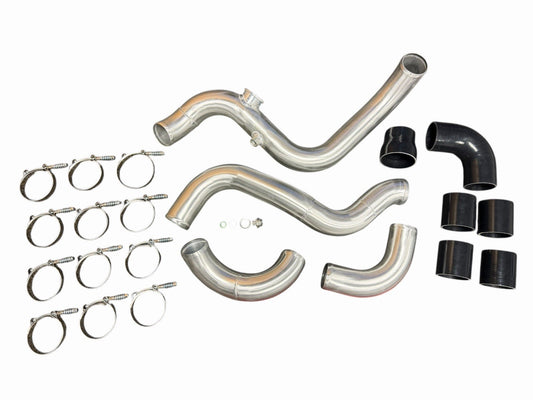 JackSpania Racing K Series intercooler piping kit for Honda Acura Civic Integra K20 K24 engine swap, showing polished metal pipes.