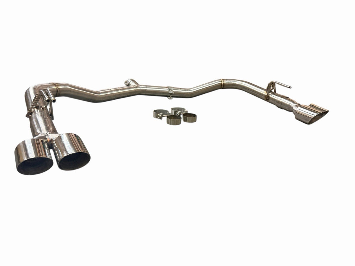 Stainless steel axle back muffler removal kit for 2021-2025 Kia K5 GT Turbo sedan, 1.6T and 2.5L engine, by JackSpania Racing.