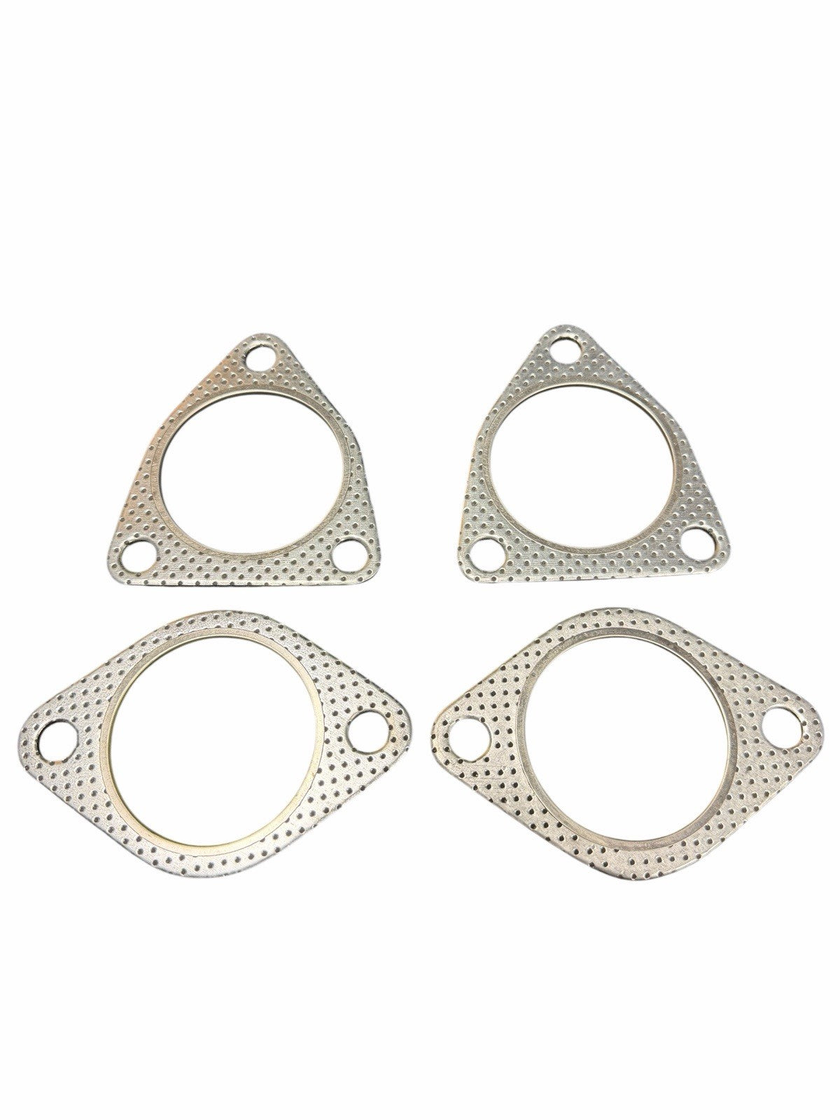 Set of four JackSpania Racing G35 350Z catalytic converter gaskets for Nissan and Infiniti DE engines, exhaust parts.