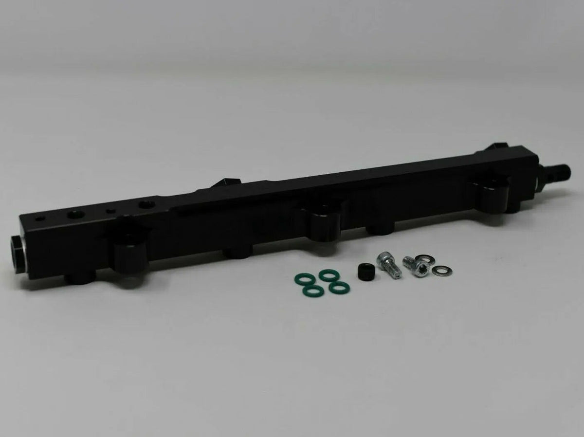 Jack Spania Racing high flow fuel rail for Honda Prelude H22 H23 and Accord F22 engine, metallic and detailed in design.