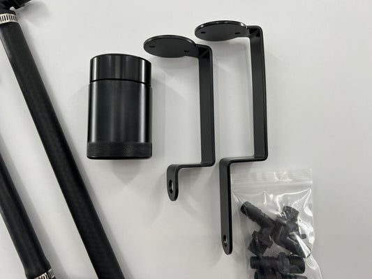Jack Spania Racing oil separator catch can for 6.2 Supercharged Dodge Durango Hellcat and Trackhawk engine parts, mounted on engine.