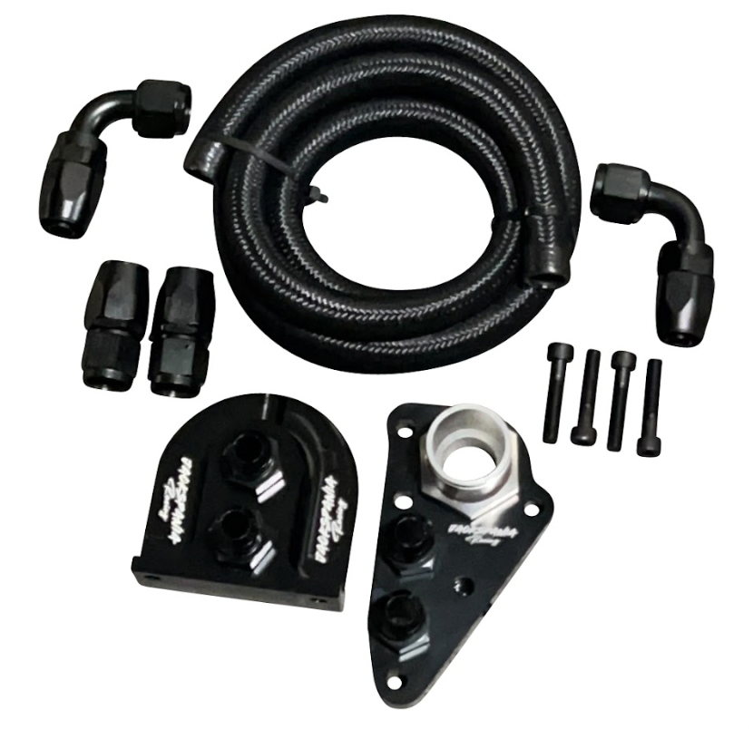 Ford 4.6L 5.4L Billet Oil Filter Relocation Kit Mustang GT GT350 GT500 F150 F250 - Jack Spania Racing